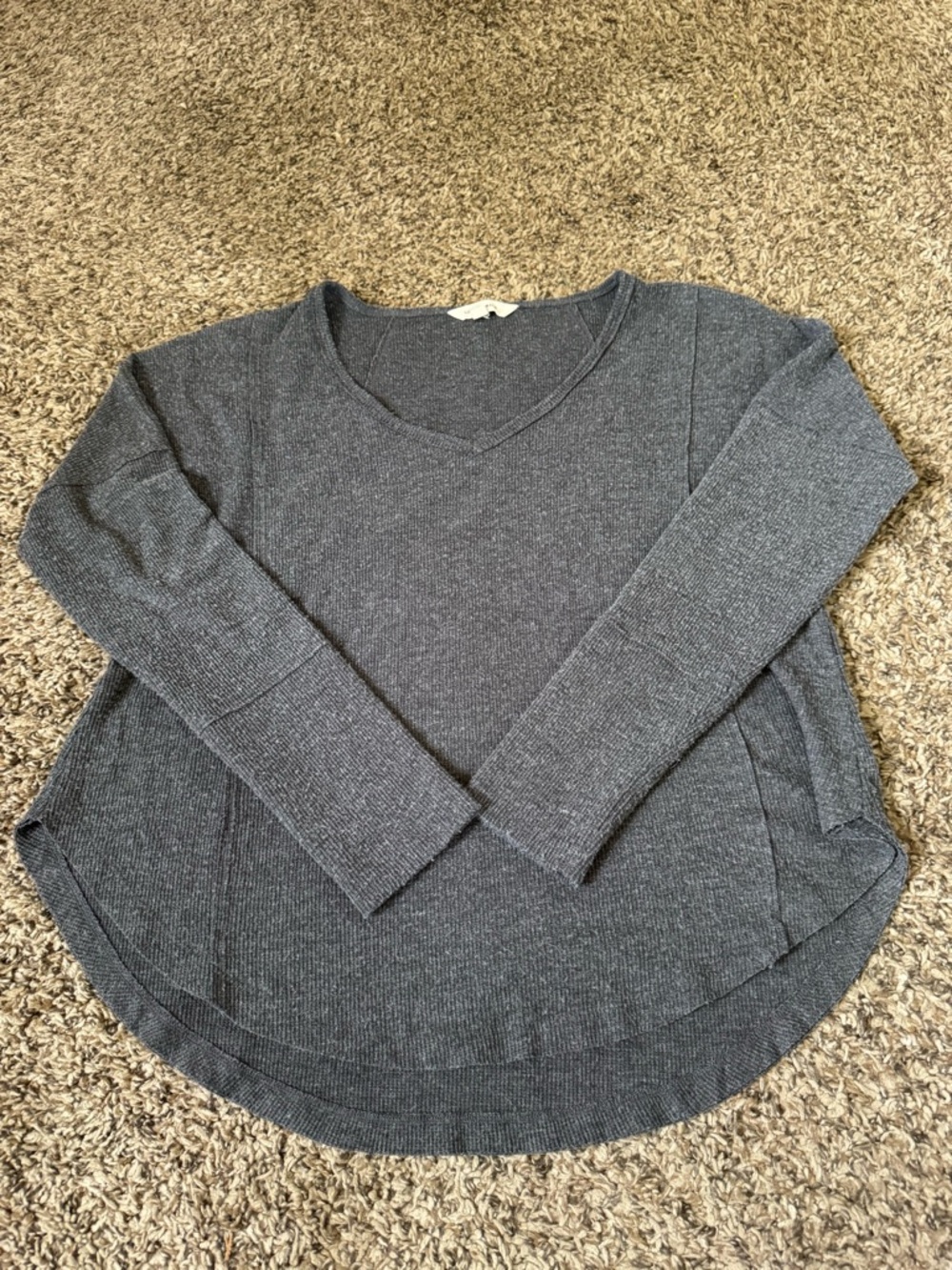 Lucky Brand Slate Gray Ribbed Knit Top
